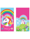 Invitations et enveloppes Licorne arc-en-ciel pour enfant rose