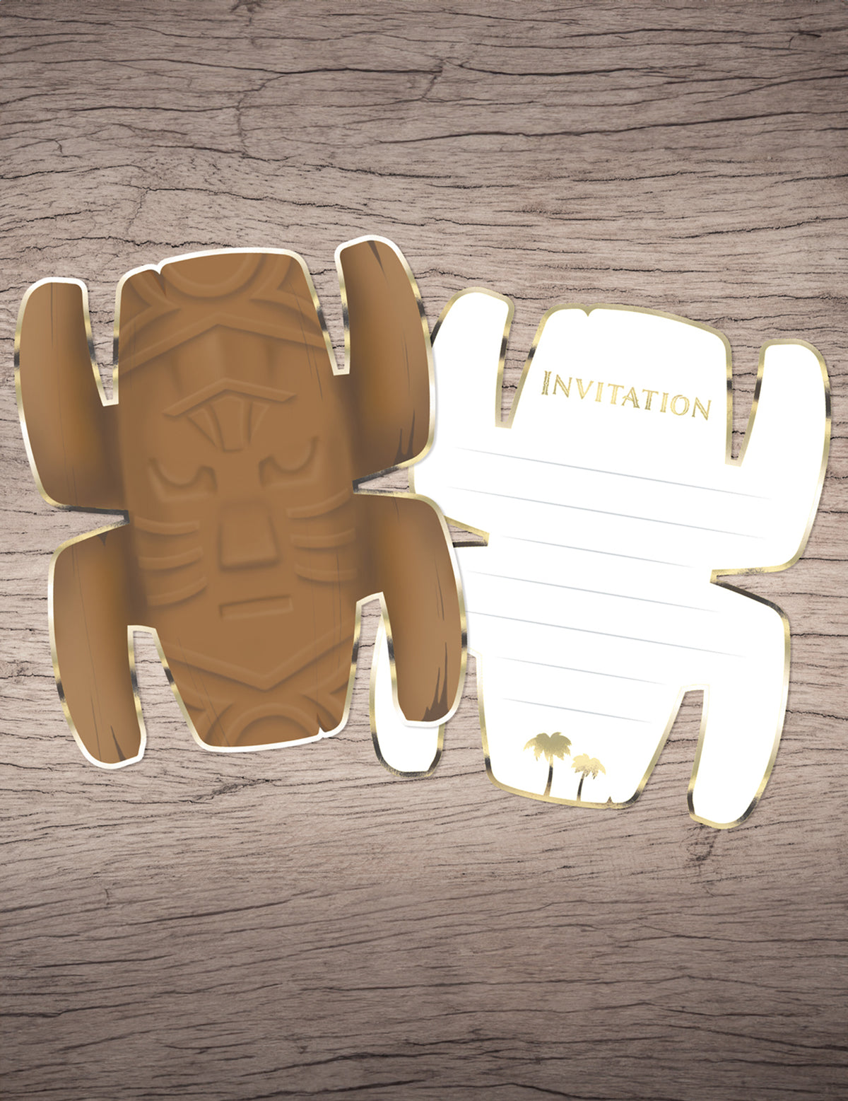 Invitations totem aventurier marron et doré