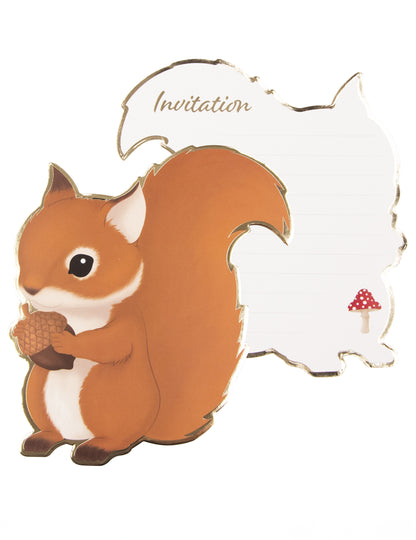 8 pozvánek pro lesní veverku 14 x 13 cm lesní zvířata