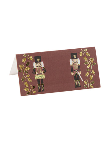 8 slavnostních burgundských a zlatých louskáčkových karet 8 x 4 cm