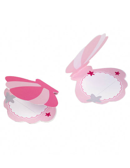 8 kartiček pro umístění mořské panny z mušle v růžovém papíru