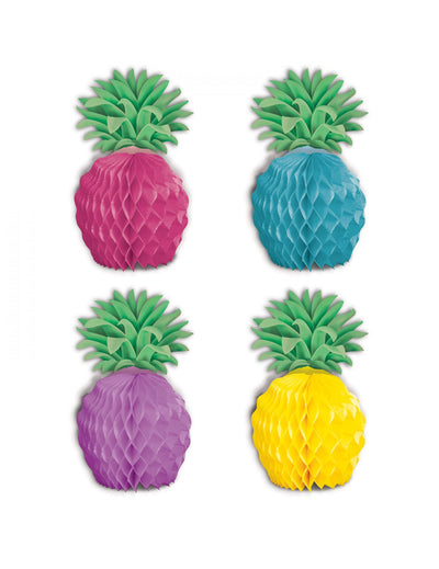 8 mini centres de table en papier ananas pour décoration multicolores