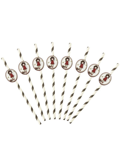Pailles en carton Ruby Santoro pour enfant rayées noir et blanc