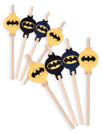 8 Batman Cardboard Straws 20cm