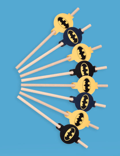 8 Batman Cardboard Straws 20cm