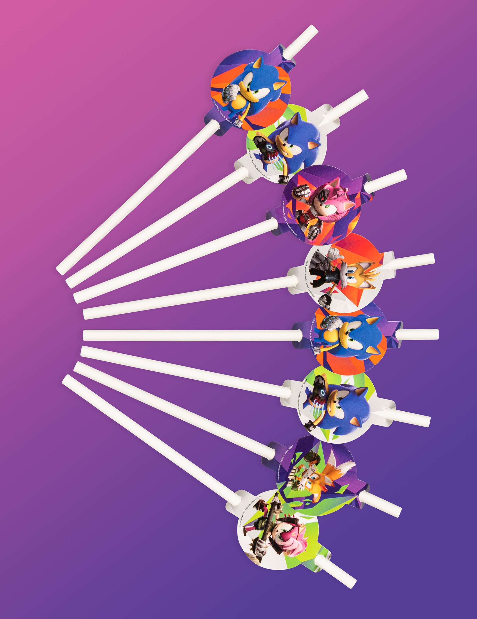 Disposition en éventail des pailles Sonic Prime