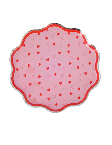 8 malých růžových papírových talířů Lady of Hearts 18cm