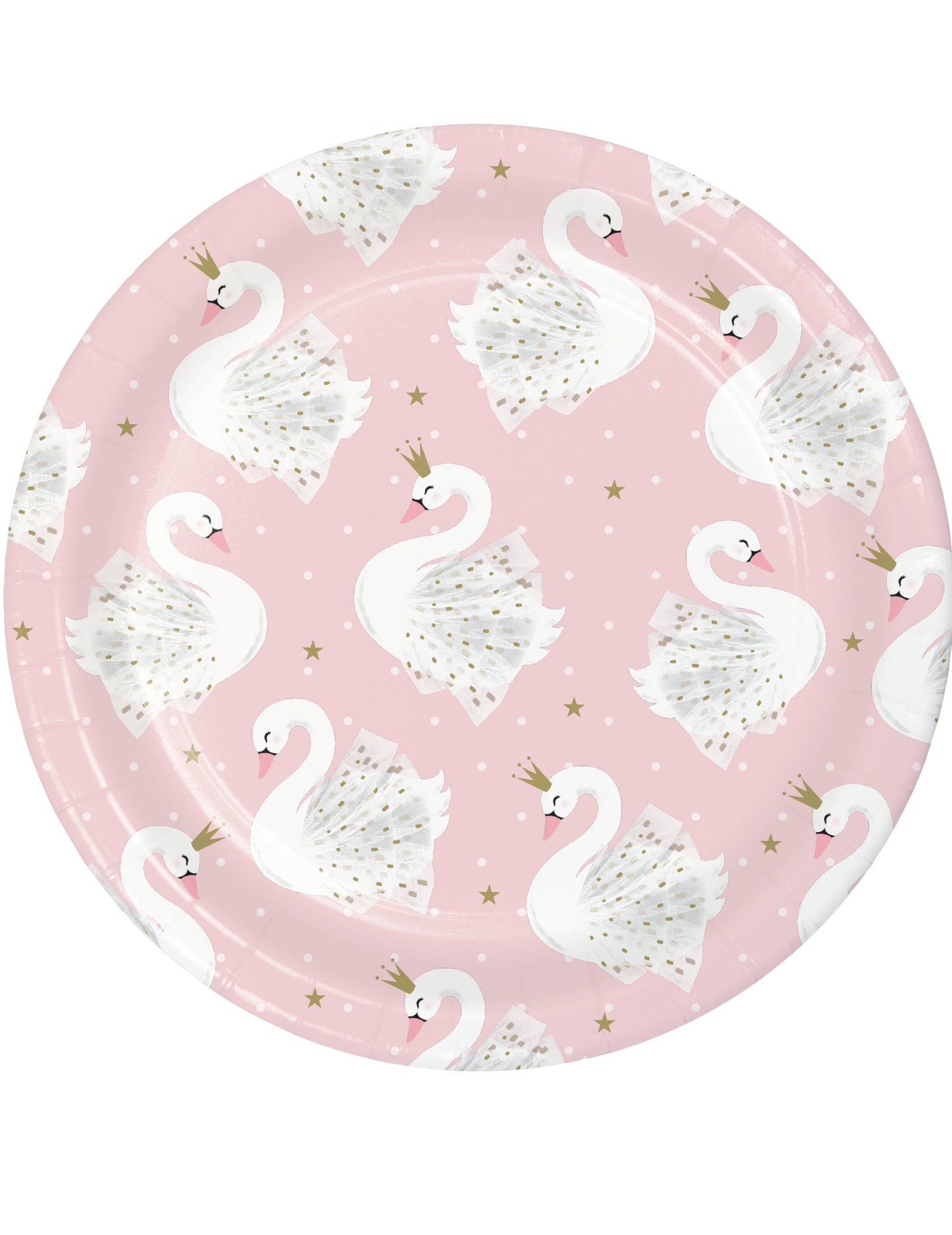 Assiettes en carton cygne royal pour anniversaire rose