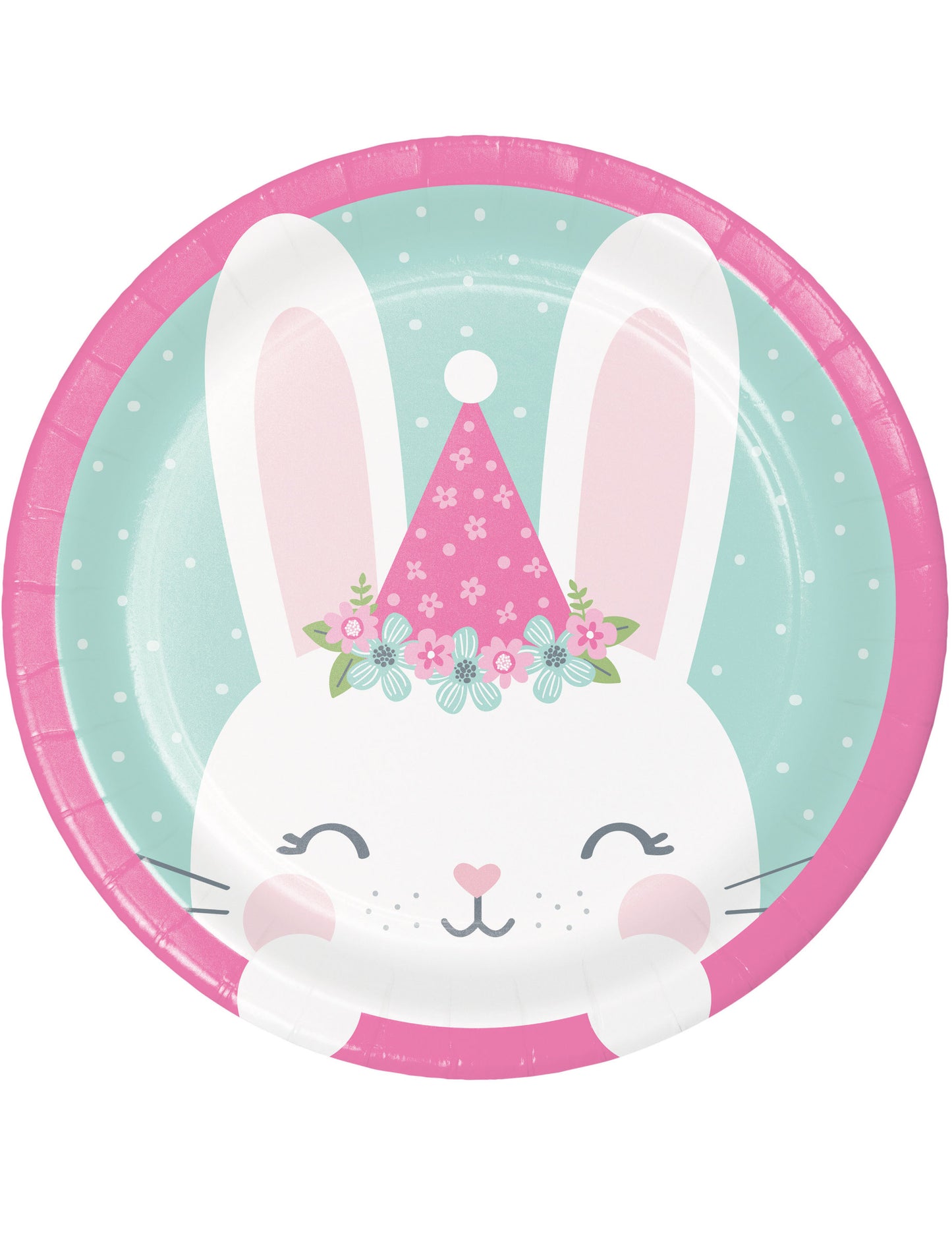 8 malých mátových králičích papírových talířků 18 cm k narozeninám