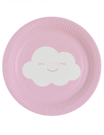 8 malých duhových oblačných papírových talířů 18 cm na dezert