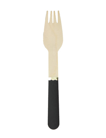 8 malých černých dřevěných vidliček 15 cm