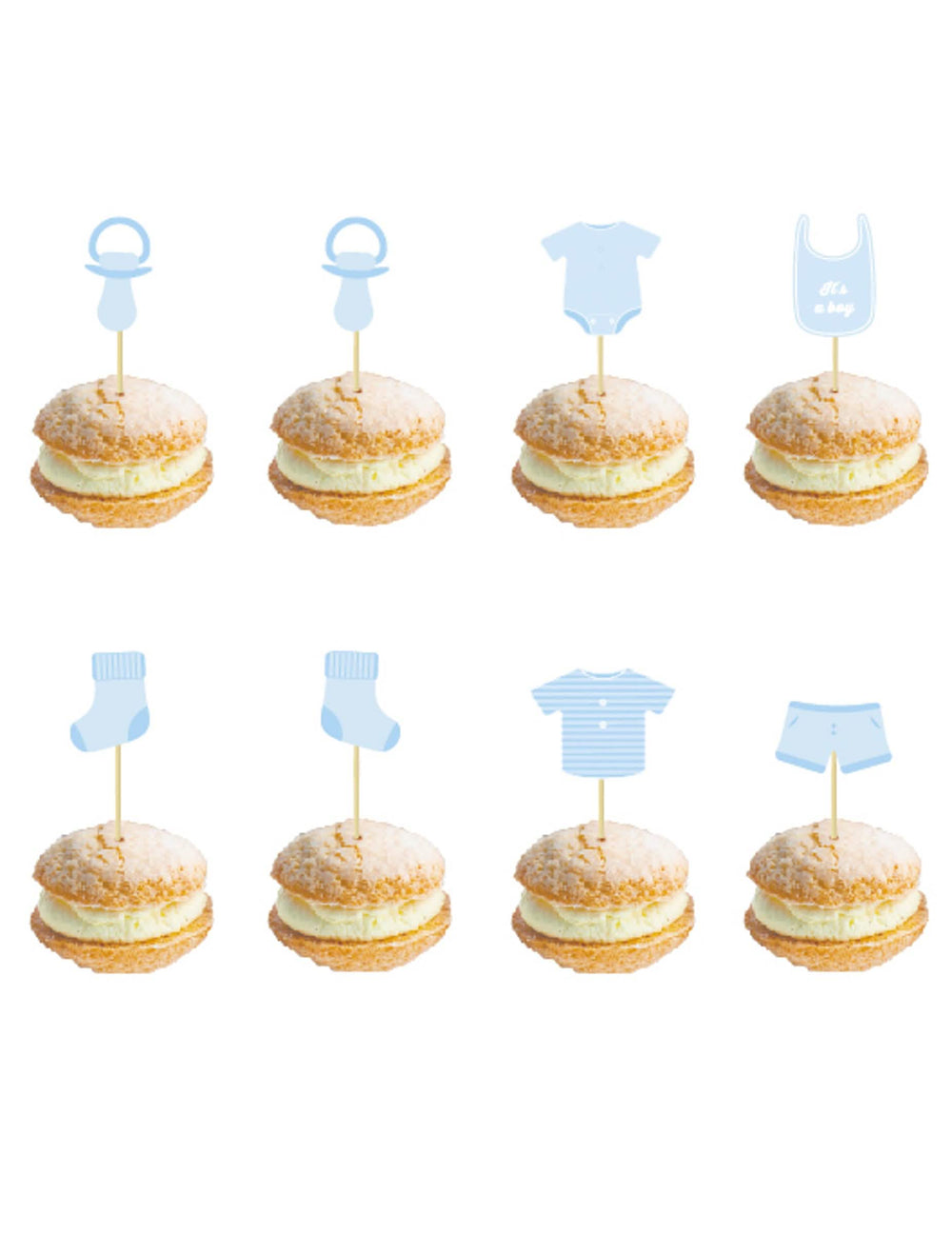 Dřevěné modrá špendlíky pro miminko na baby shower s motivy narození