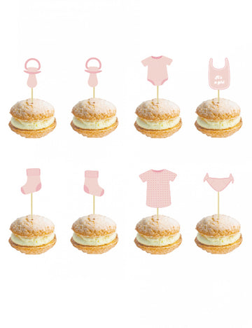 8 dětských růžových dřevěných trsátek 10 cm pro miminko