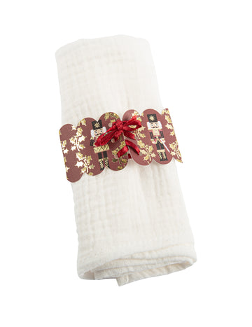 8 kroužků na ubrousky s červenou saténovou stuhou