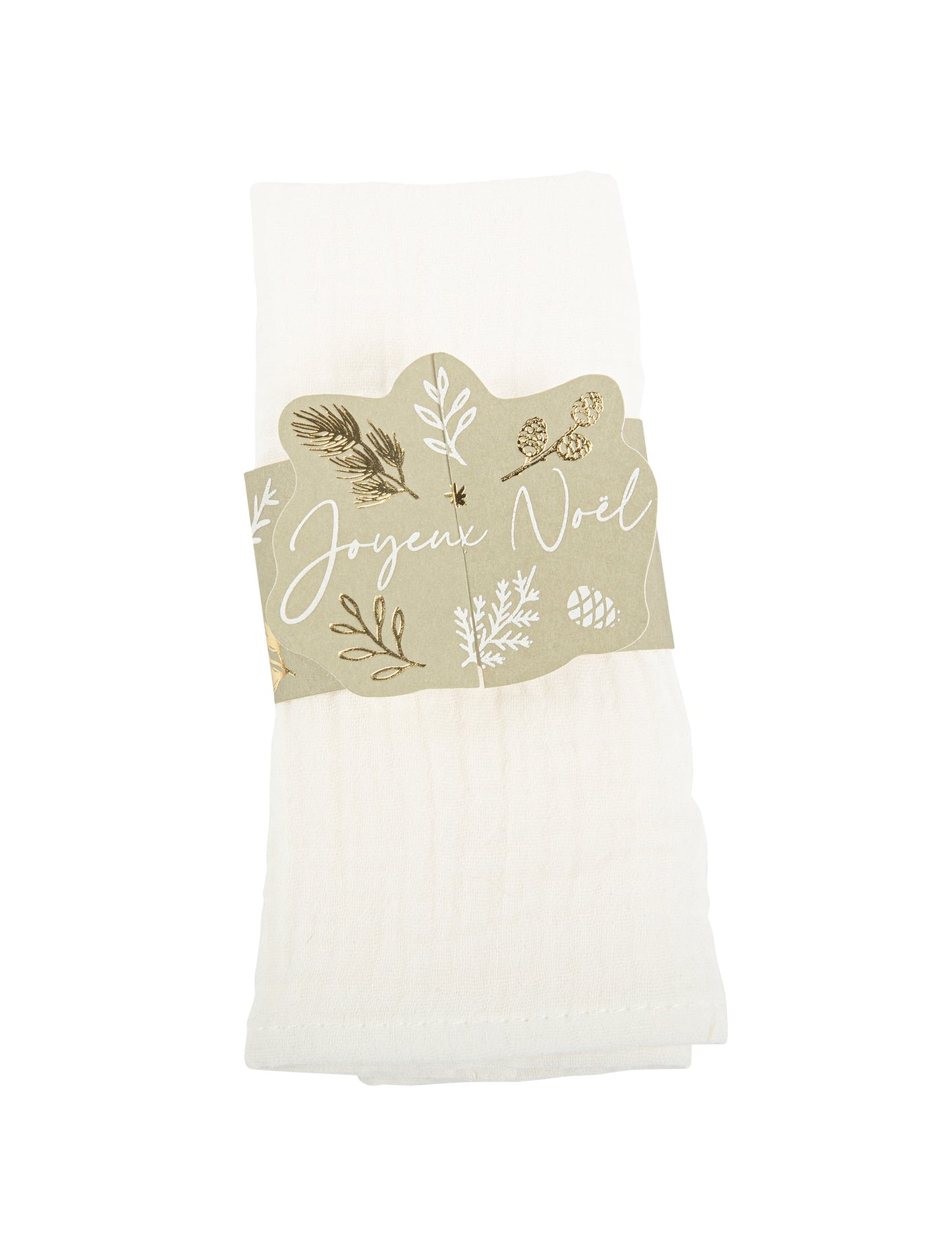 Ronds de serviette Noël botanique pour fête vert de gris Joyeux Noël