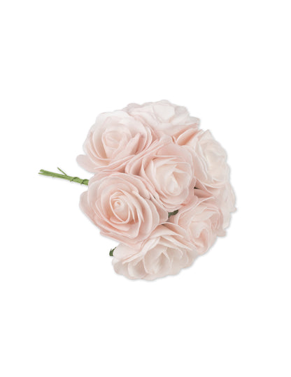 8 růží na růžové pěnové stopce 8 x 15 cm na svatbu