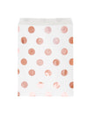 Sacs cadeaux en papier à pois pour bonbons blancs et rose gold