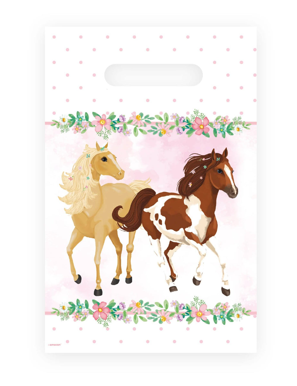 Sacs cadeaux joli cheval pour anniversaire équitation rose avec chevaux et fleurs