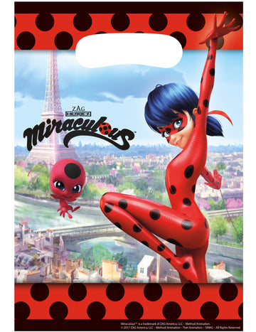 Sacs cadeaux Ladybug pour enfant rouges à pois noirs