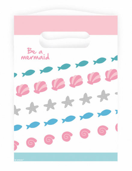 Sacs cadeau sirène pour enfant rose et bleu à motifs marins