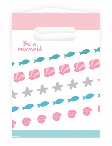 8 dárkových tašek mořské panny 23 x 17 cm plast