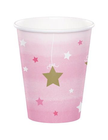 8 papírových kelímků One Little Star Pink 256 ml