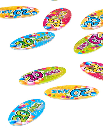 80 20. narozenin Fiesta Papírové konfety na stůl 4 x 2 cm