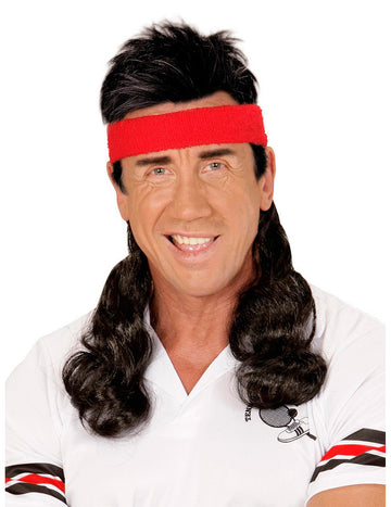 Čelenka s černo-červenou mulletovou příčeskou z 80. let