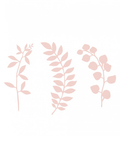 9 pudrově růžových papírových dekorací na stůl ve tvaru listů 