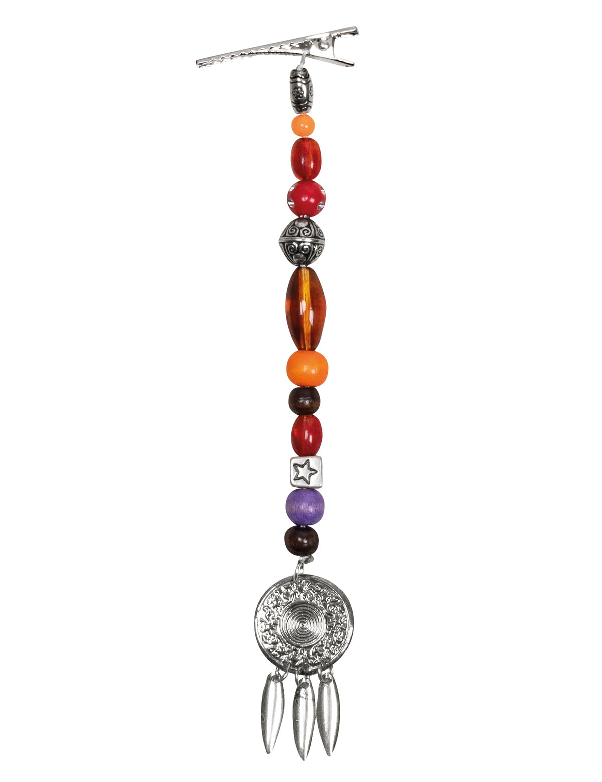 Accessoire cheveux de pirate pour adulte multicolore avec perles et médaillon argenté