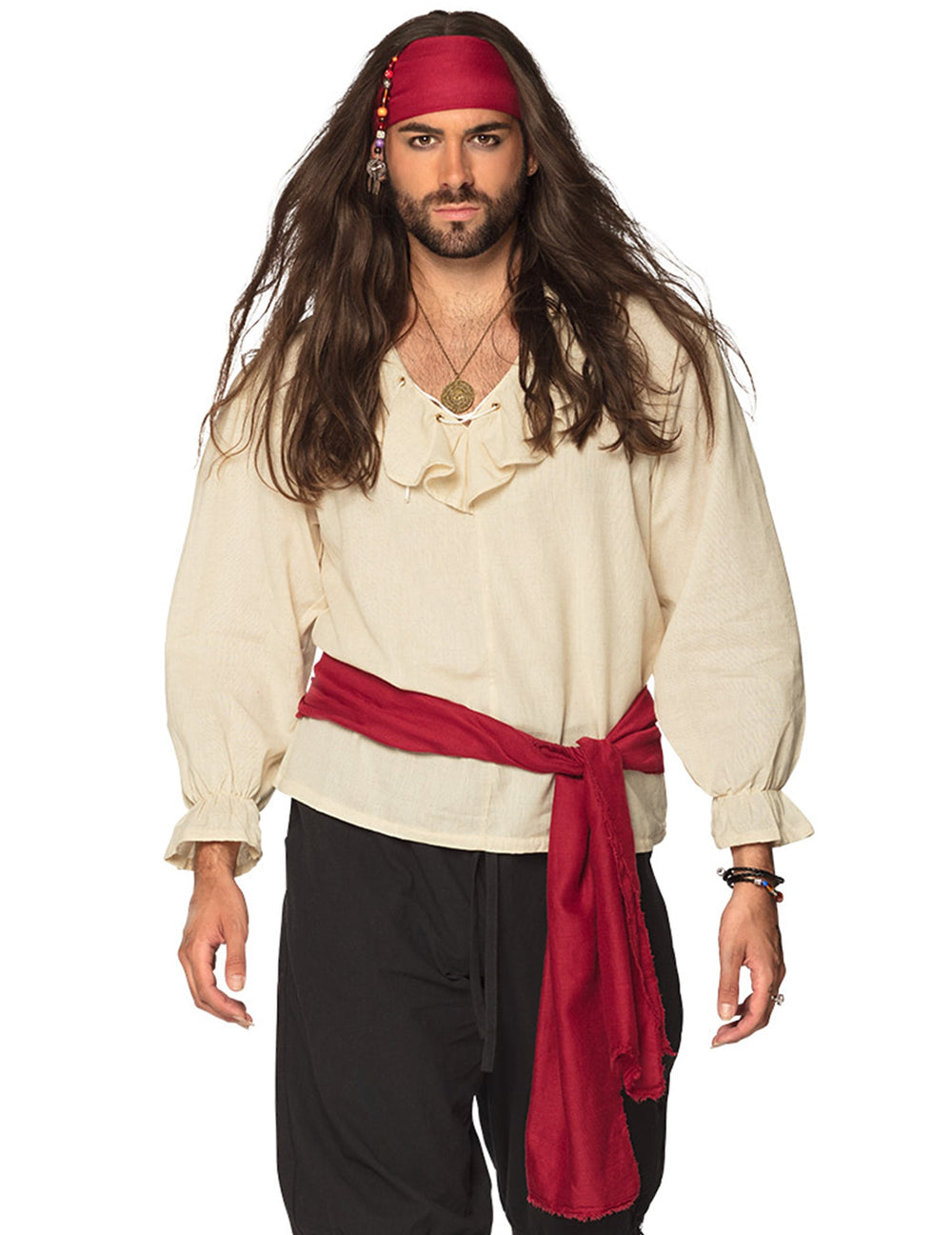 Vue d'ensemble portée de l'accessoire cheveux de pirate