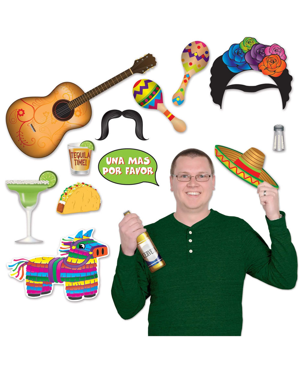 Sada photobooth s mexickým motivem pro dospělý 13 dílů vícebarevná