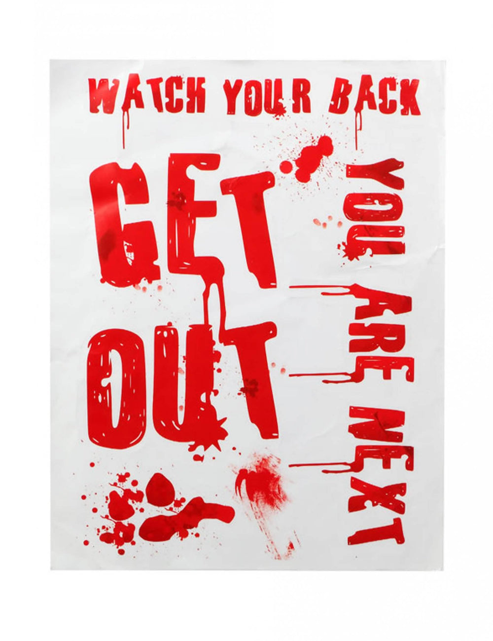 Krvavý plakát Get out pro halloween červená a bílá
