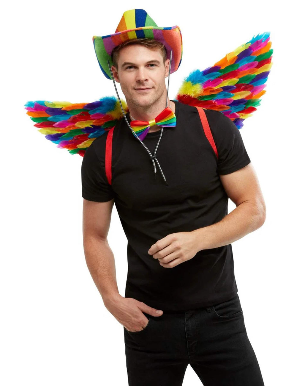 Křídla z peří v barvách duhy pro dospělý multicolorní