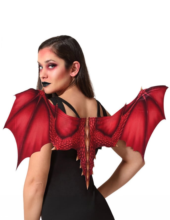 Ailes de dragon pour adulte rouge avec motifs d'écailles
