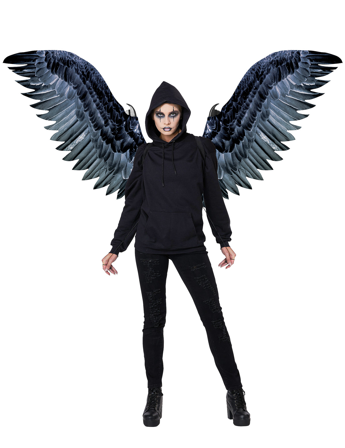 Ailes géantes de corbeau pour adulte noires