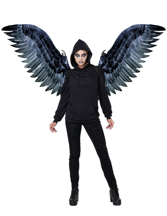Ailes géantes de corbeau pour adulte noires