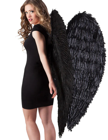 Obří černá opeřená křídla 120 x 120 cm dospělý