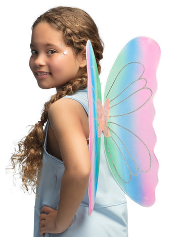 Dětská barevná motýlí křídla se stříbrnými třpytkami