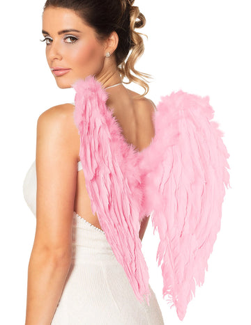 Růžová andělská křídla pro dospělé z peří