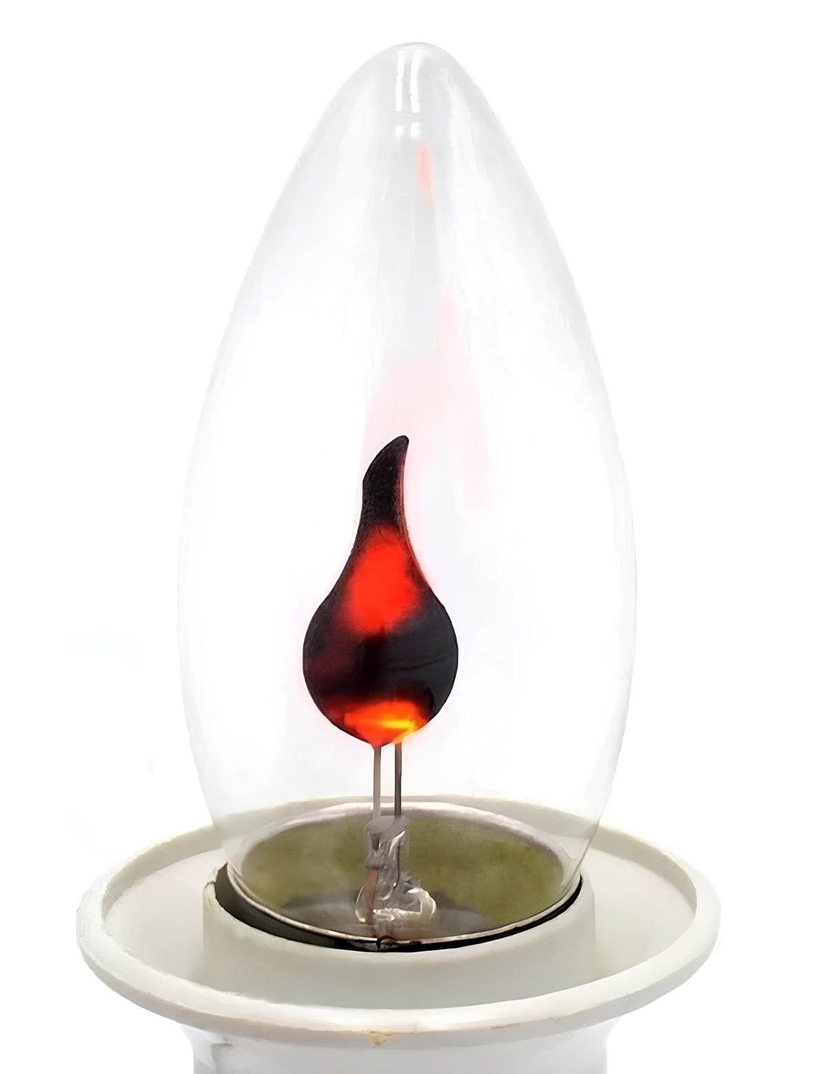 Vue rapprochée du filament de l'ampoule effet flamme