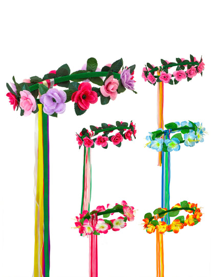 Vícebarevný květinový kroužek do vlasů pro hippie vílu elfku