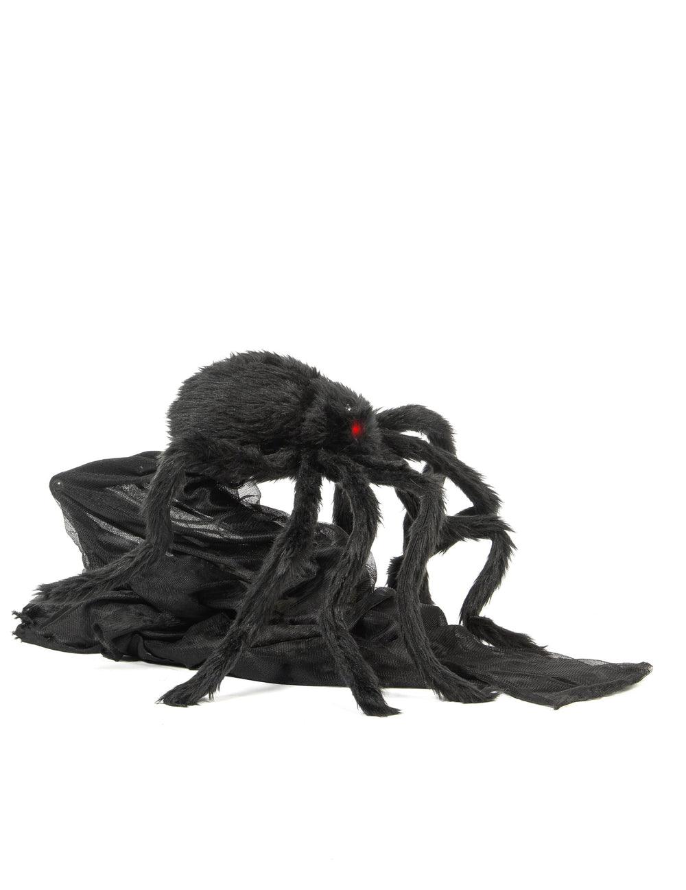 Détail des yeux rouges et de la fourrure de l'araignée animée sauteuse d'Halloween