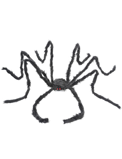 Araignée géante pour Halloween noire et velue aux yeux rouges