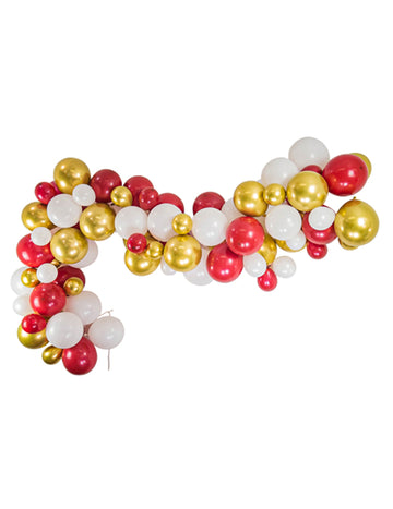 Tradiční elegantní vánoční sada s 80 červenými, bílými a zlatými balónky