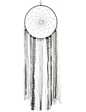 Černý lapač snů 27x97 cm bohémské závěsné svítidlo
