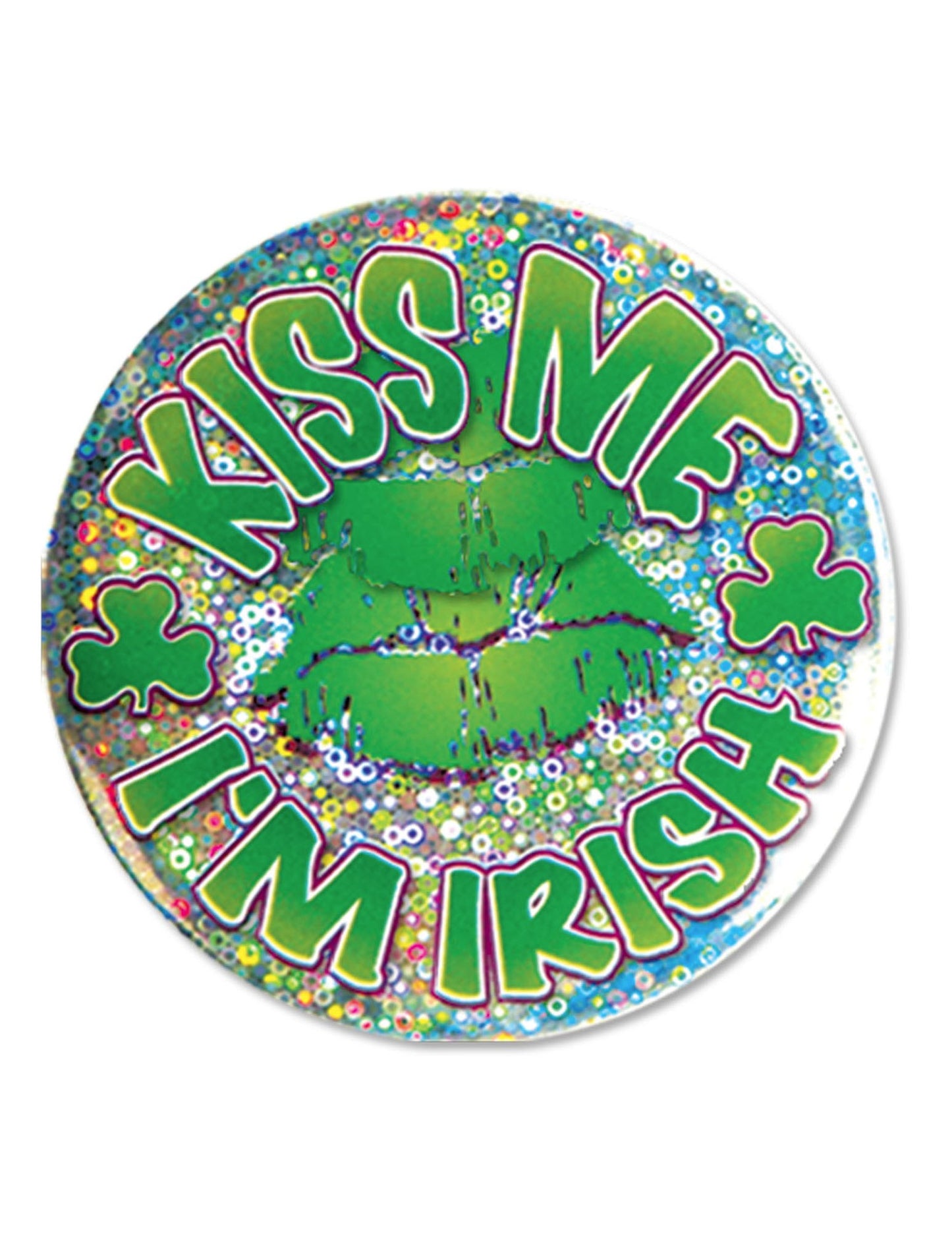 Badge Kiss me I'm Irish Saint Patrick pour adulte vert brillant