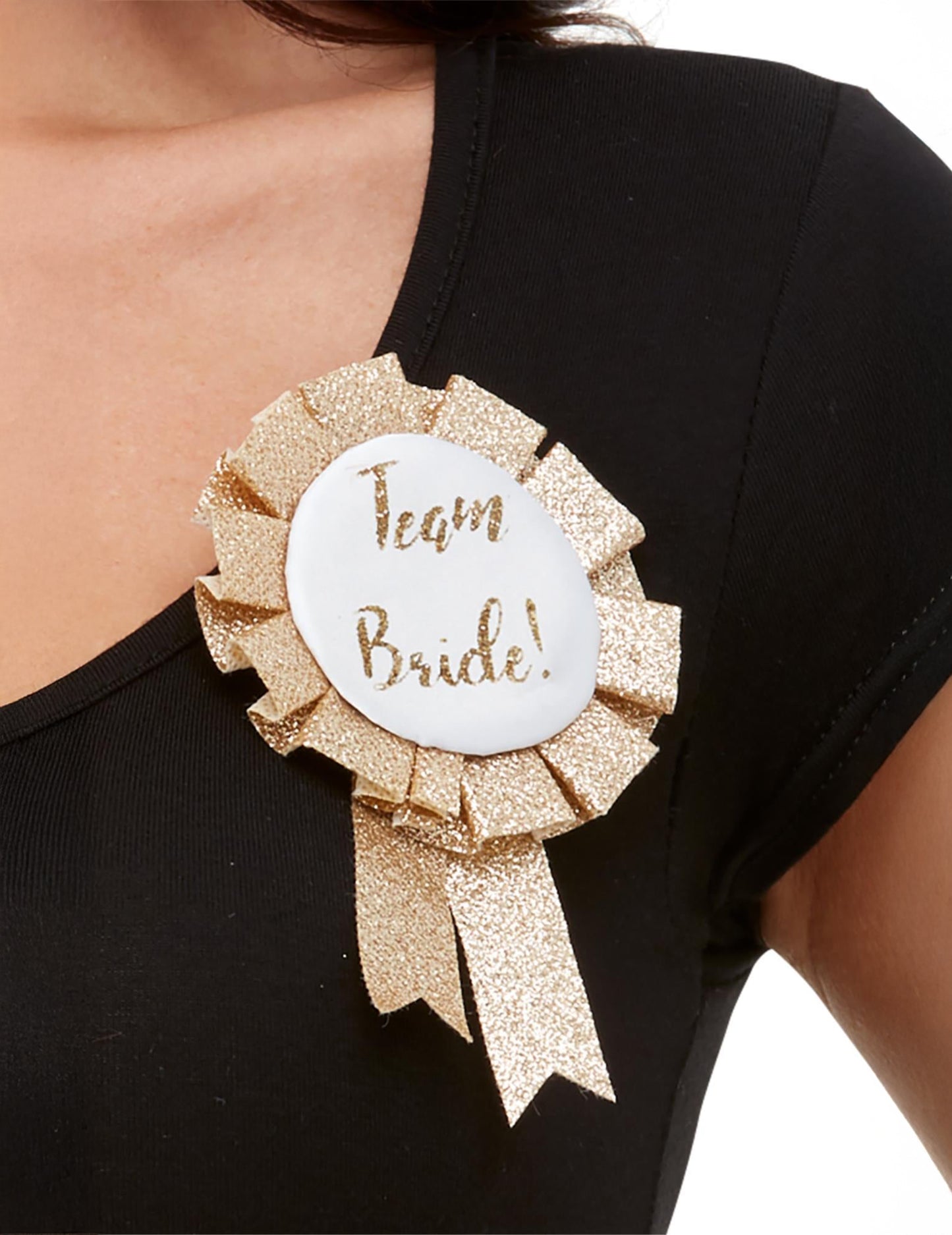 Team Bride Brosche JGA gold-weiß