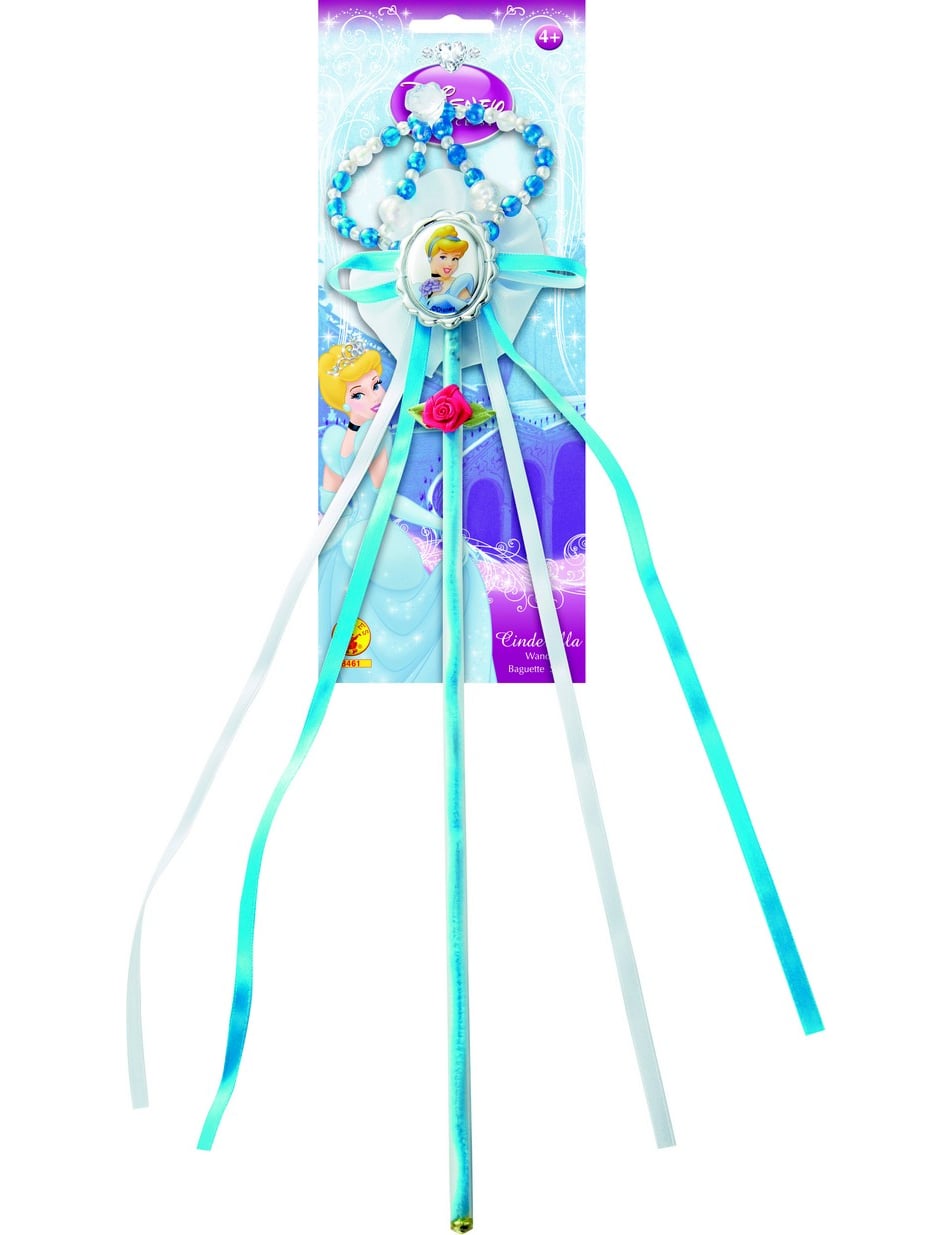 Baguette magique Cendrillon Disney pour enfant bleue et blanche avec rubans
