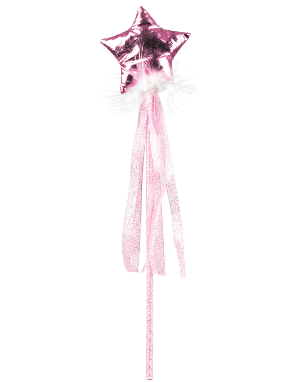 Baguette de fée pour fille rose pastel avec rubans et étoile brillante